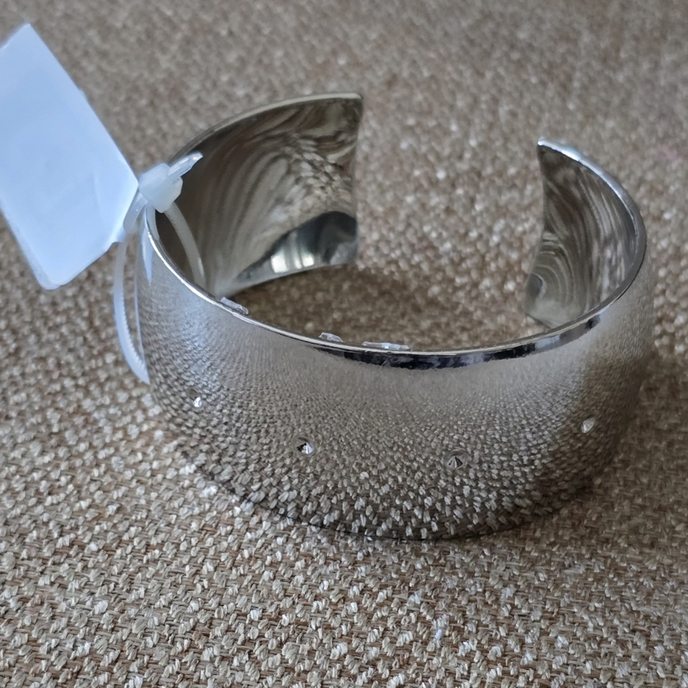 Inc International Elegant Silver Two Tone Cuff Bracelet Women New